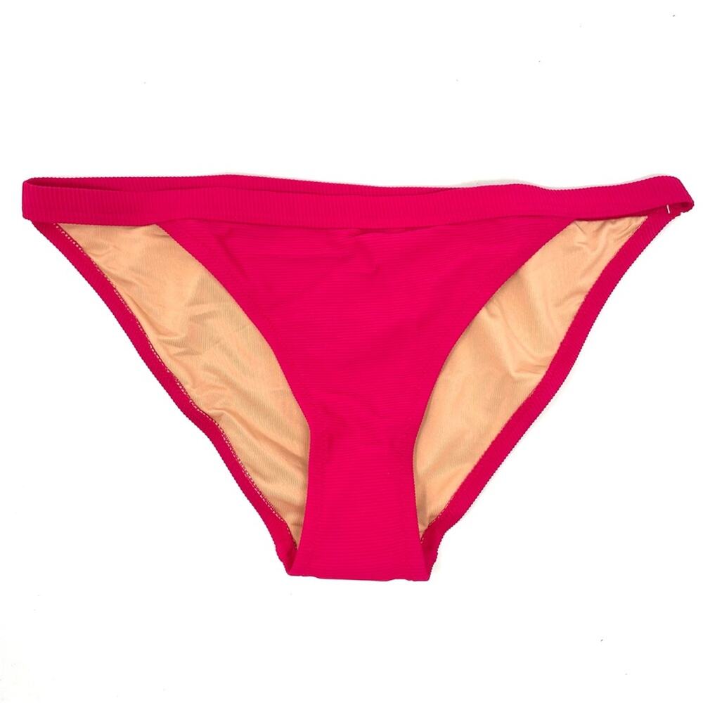 J. Crew Ribbed-trim Hipster Full-coverage Bikini Bottom Pink Womens Medium BH485